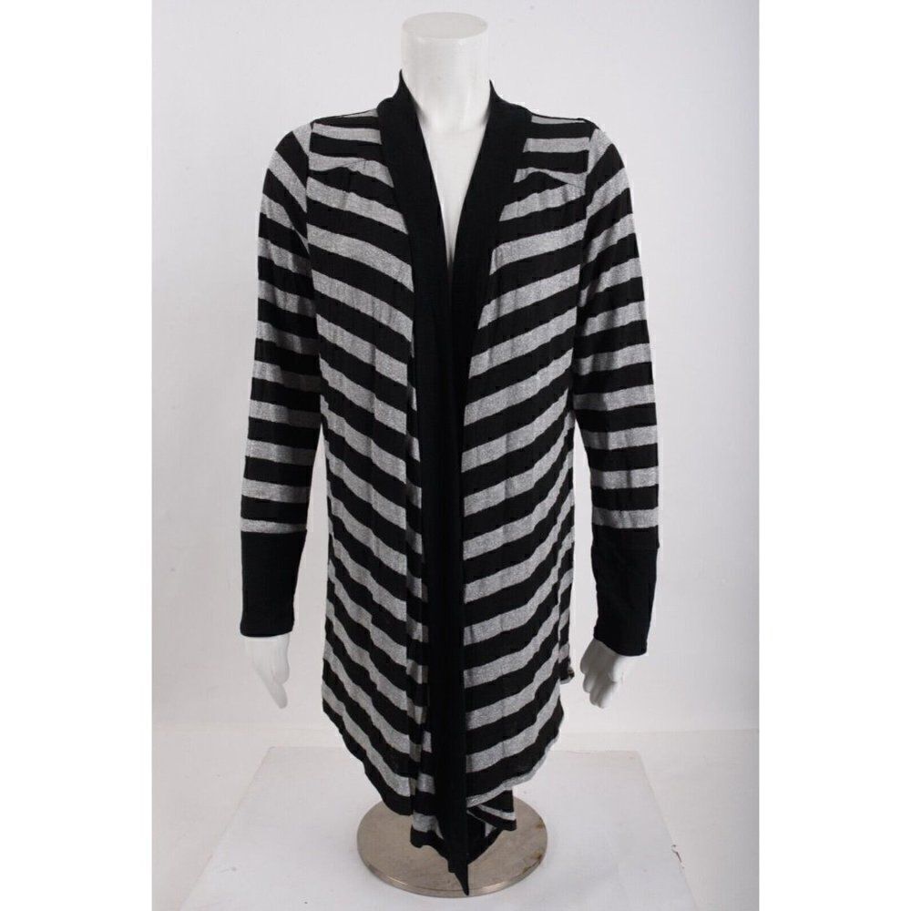 Glam Womens Black Metallic Striped Long Sleeve Cardigan Sweater Sz US Large